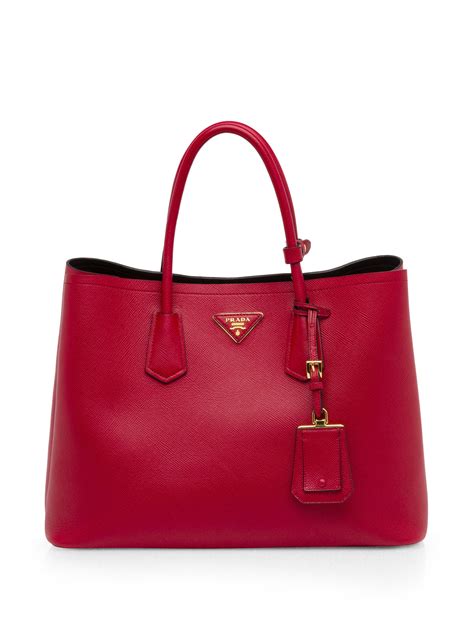 prada twin tote saffiano cuir with accessories fuoco|Prada saffiano tote price.